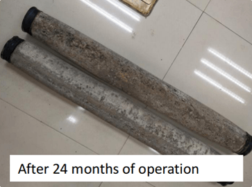 Nihao marque TUBE DIFFUSER ANTI-TARTRE résultat après 24 mois de fonctionnement